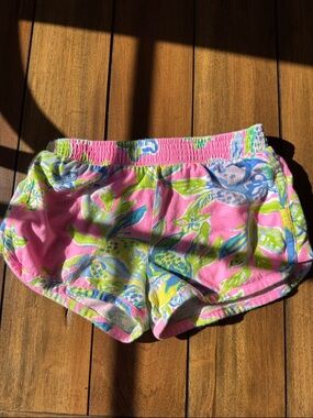 Lilly Pulitzer Girls Pink Tropical Print Cotton Shorts